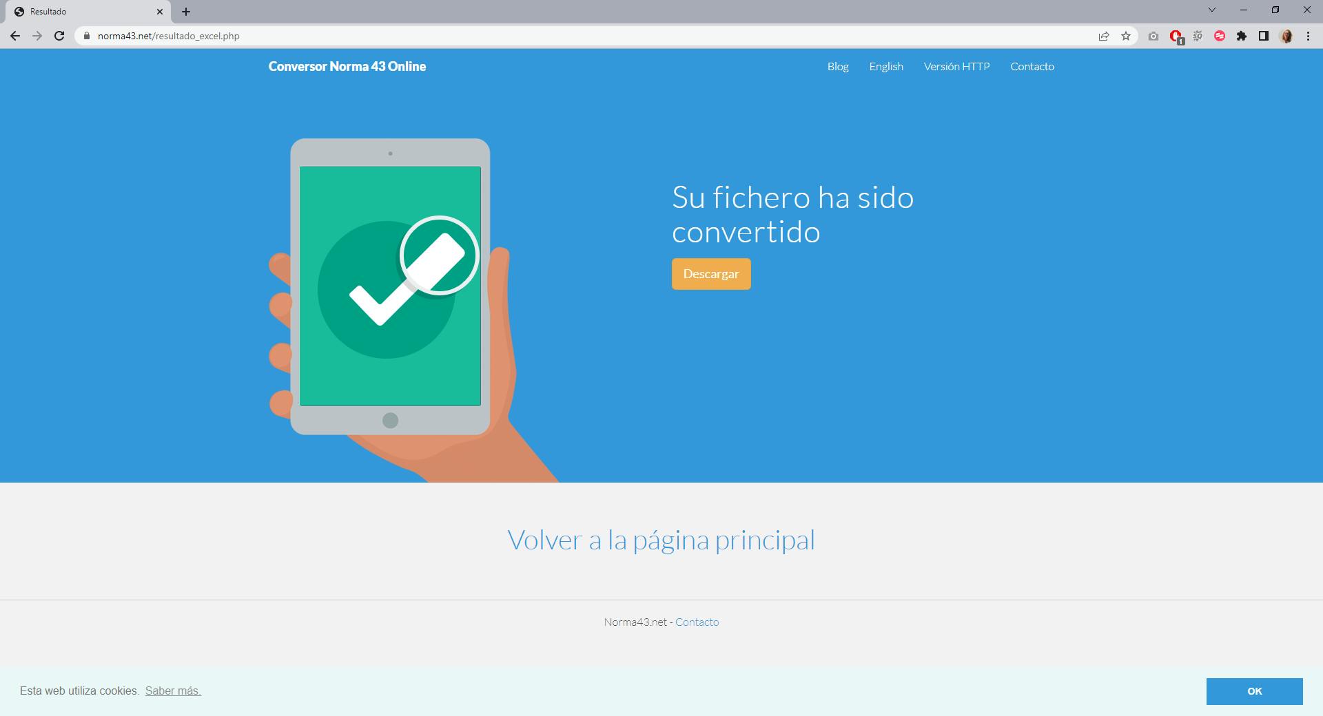 Proceso de descarga finalizado y en el que ya tienes en excel el documento de Norma 43