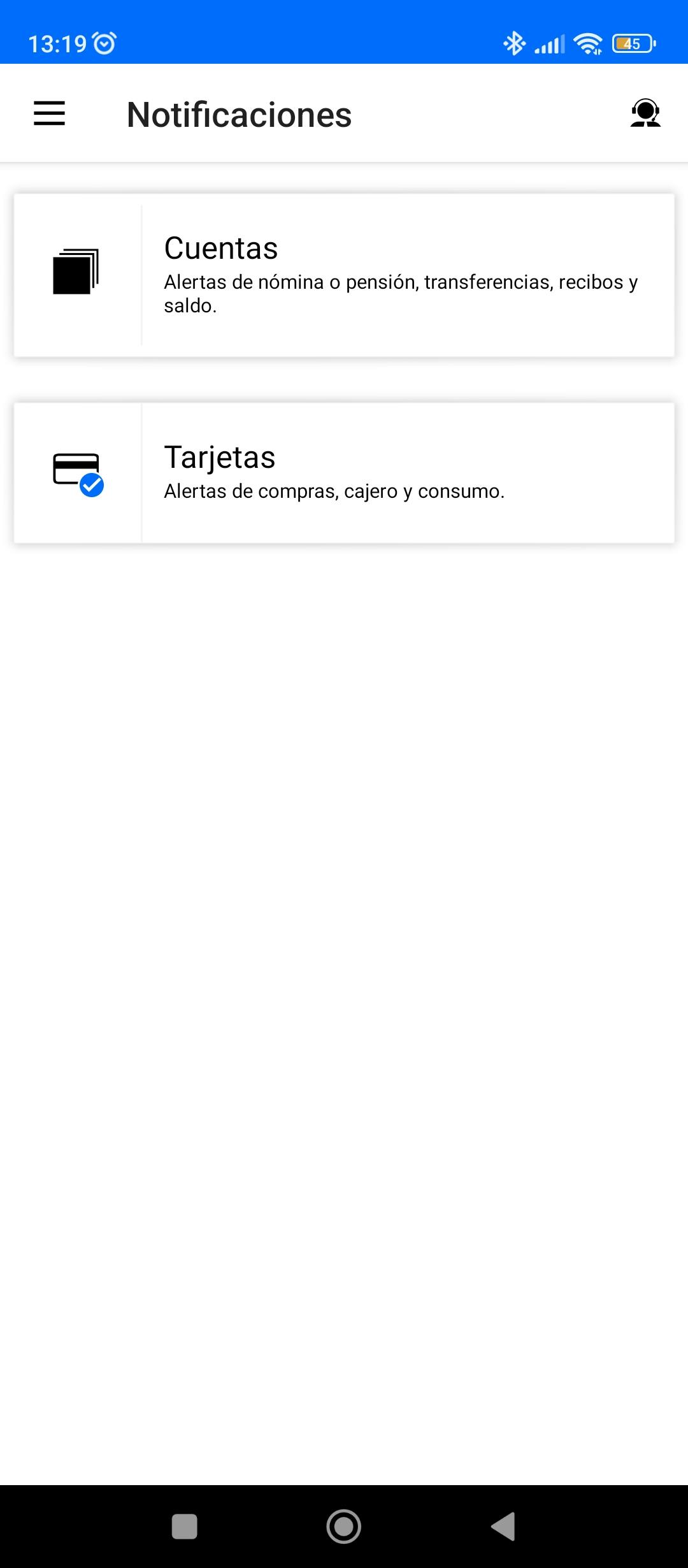 Notificaciones app Banco Sabadell para gestionar que alertas quieres de cuentas o de las tarjetas