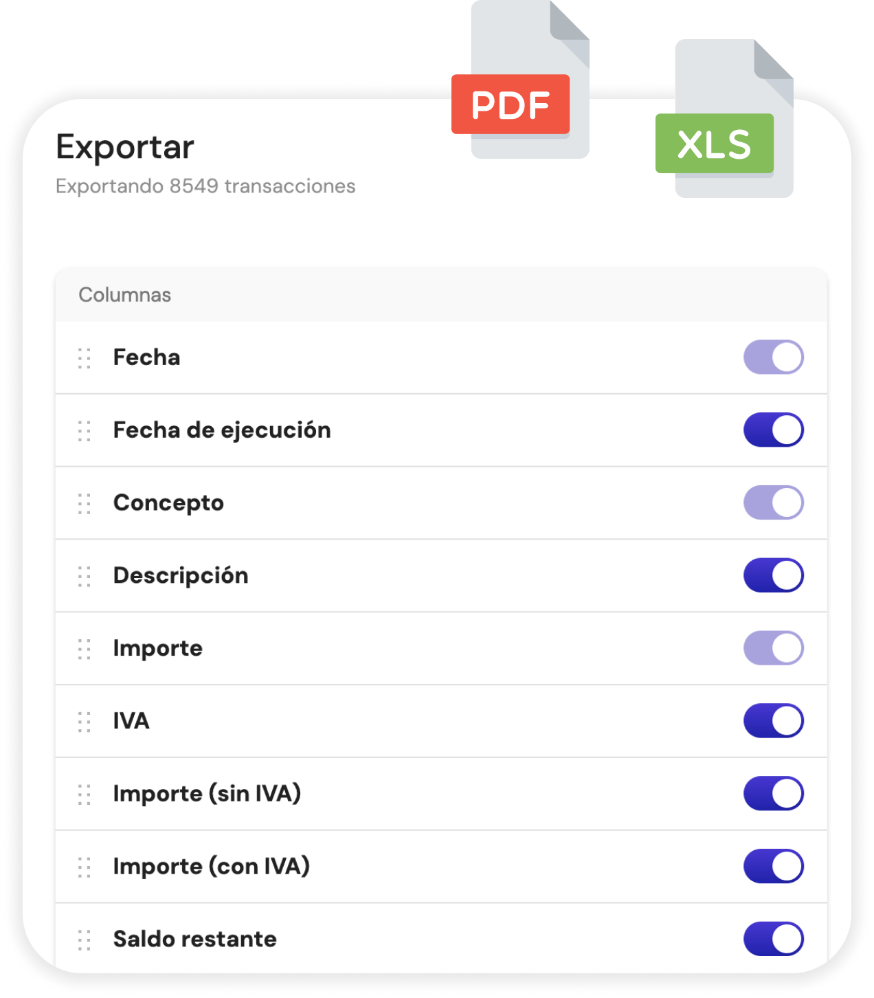 filtros exportacion