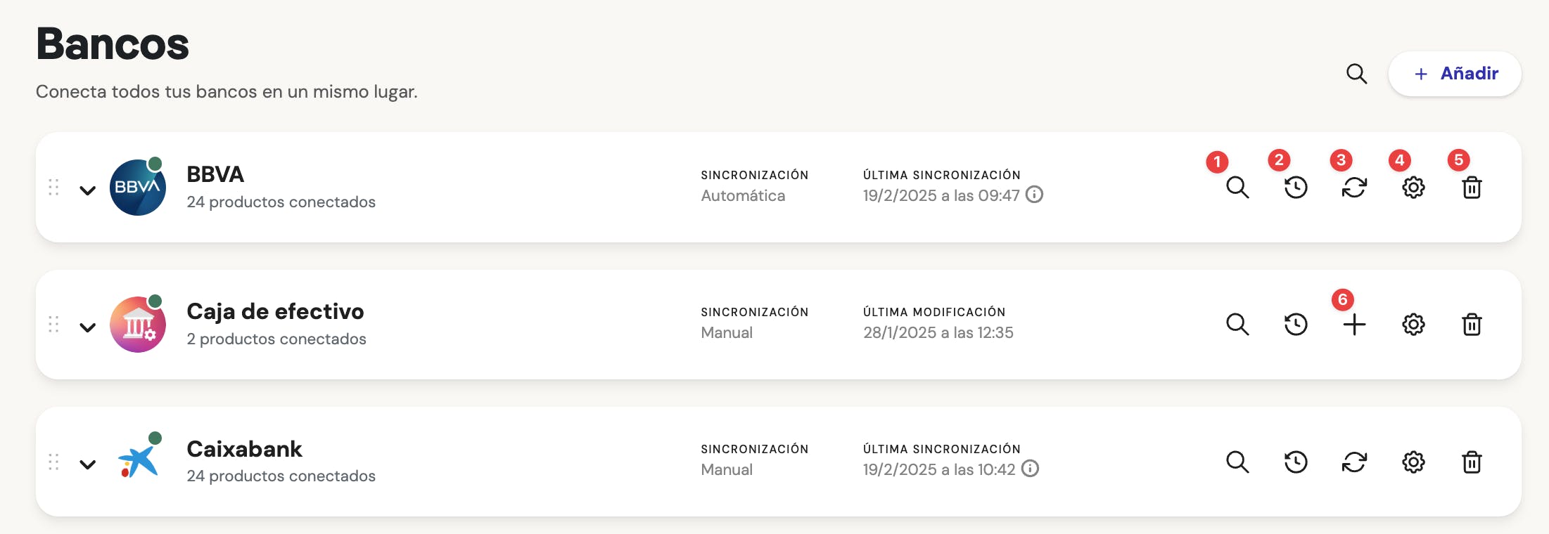 Sincronización con bancos