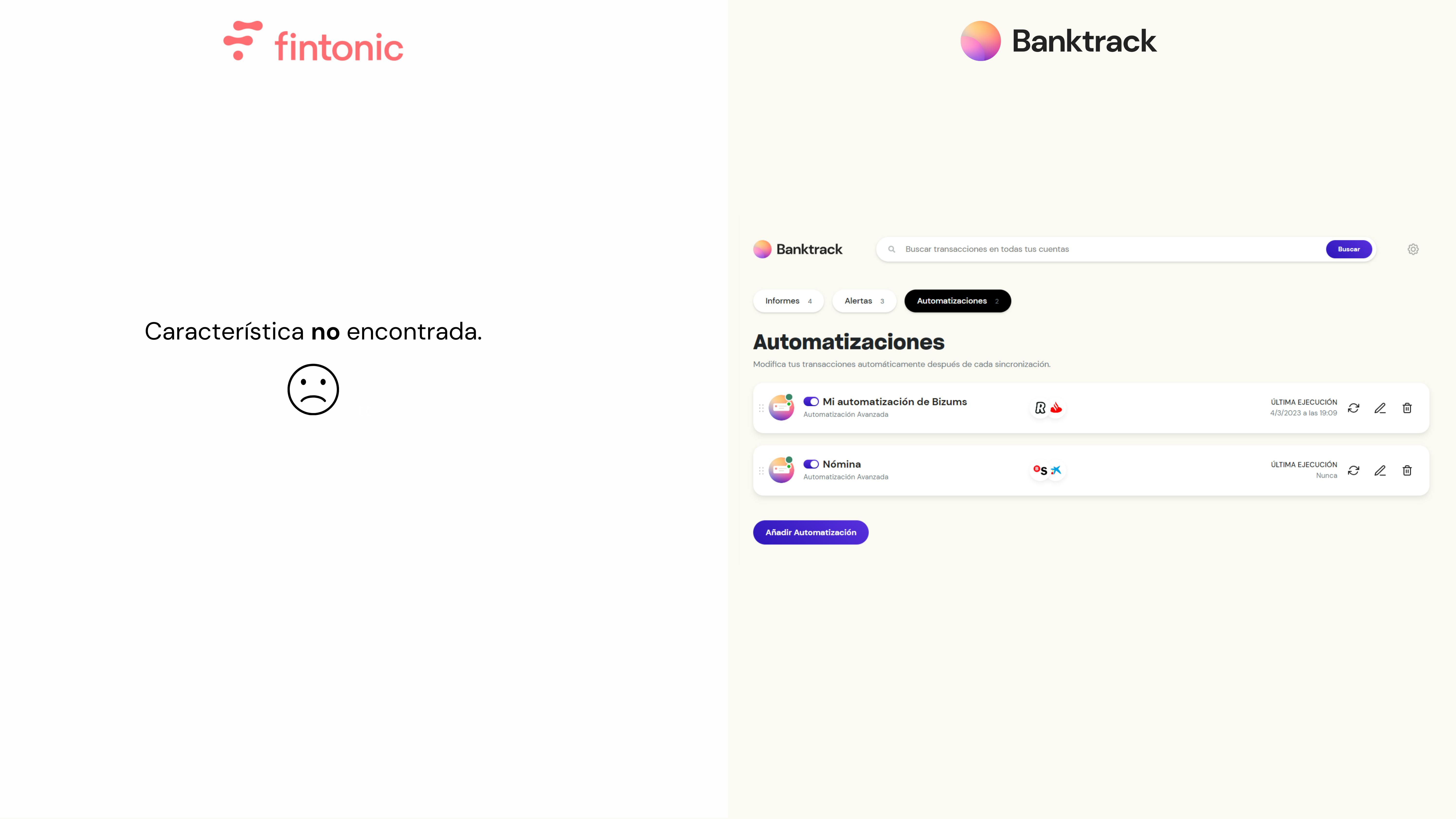 categorías personalizadas de Fintonic vs Banktrack