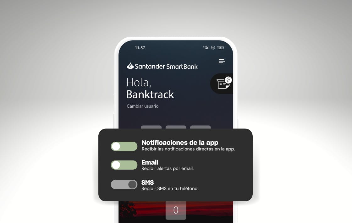 No me avisa de los movimiento bancarios el santander por mi móvil