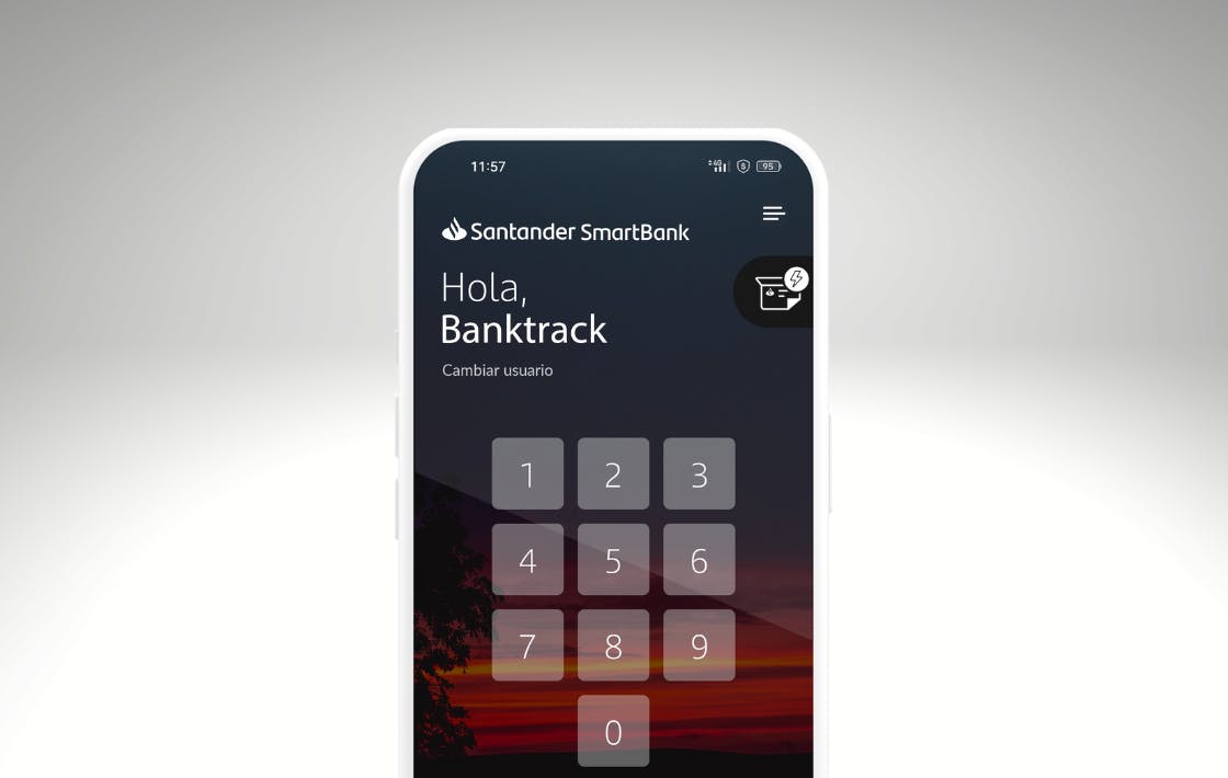 Captura de pantalla en la app del banco santander app del móvil