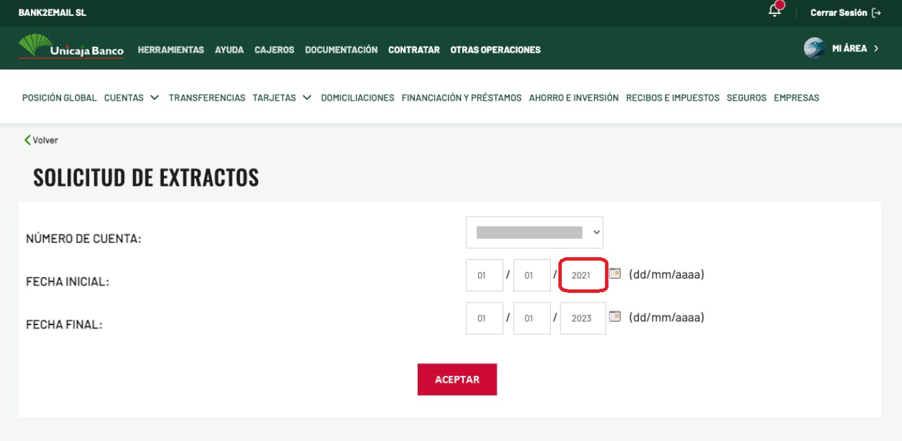 Modificado el error banco unicaja web