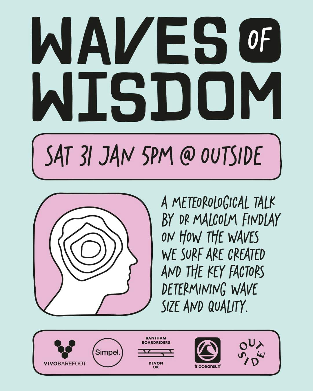 Waves of Wisdom Bantham Boardriders Poster