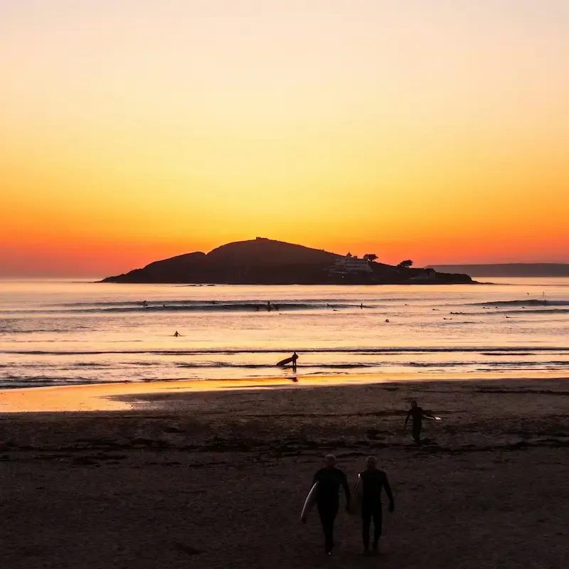 Burgh Island silhouetted by the sunset
