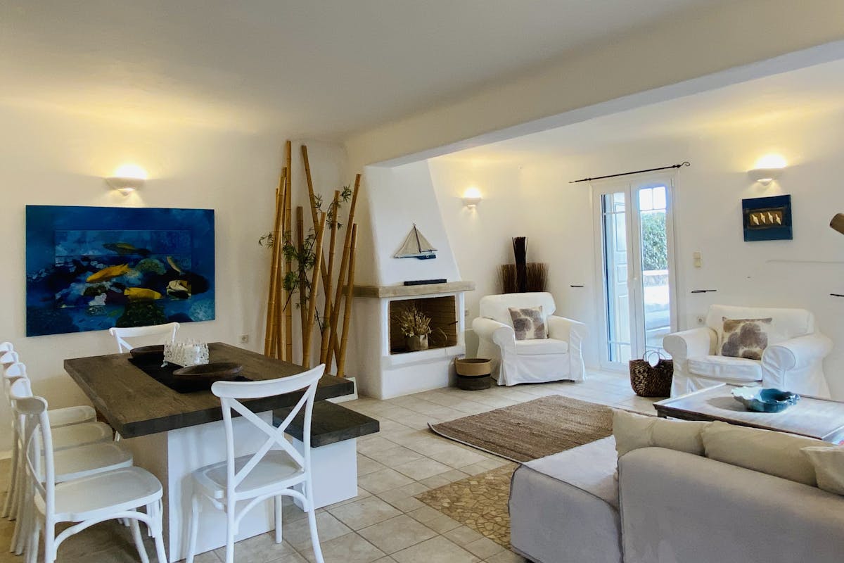 Dining table and living room