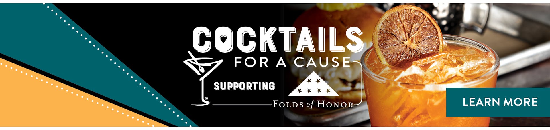 Cocktails for a cause. Supporting folds of honor. Image of NEW cocktail, the blood orange snowbird, and a burger in the background.