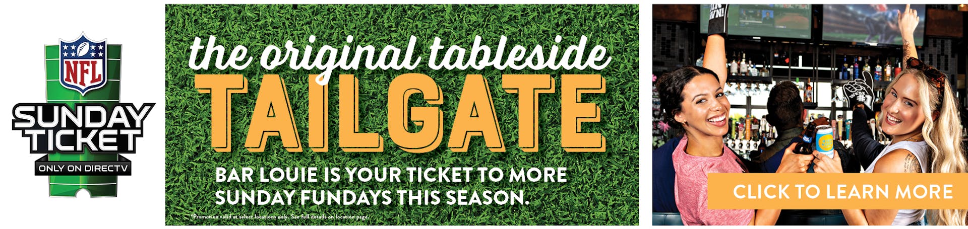 the original tableside tailgate Bar Louie is your ticket to the more Sunday Fundays this season.