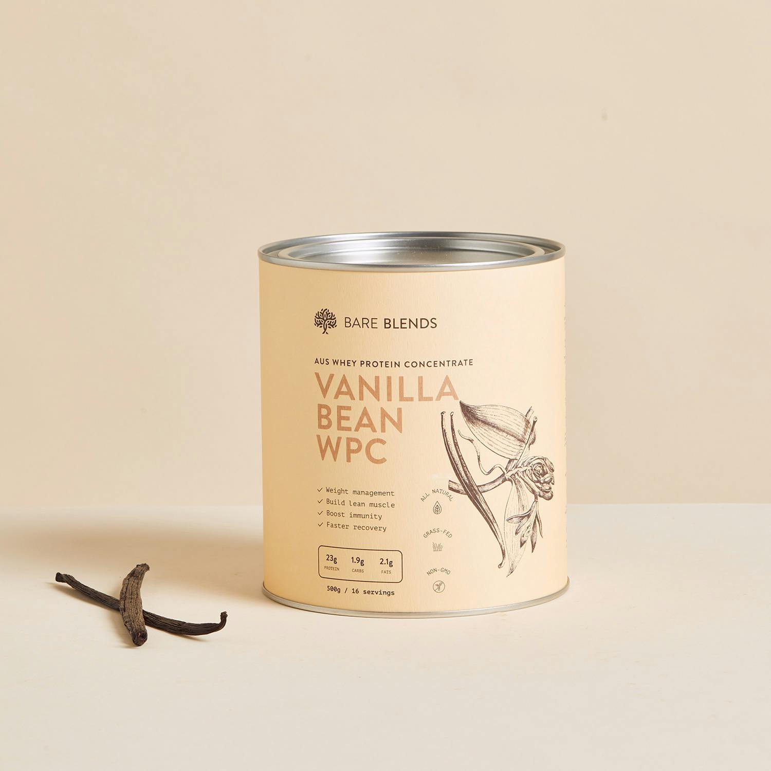 Vanilla Bean Whey Protein Concentrate Grassfed WPC Bare Blends