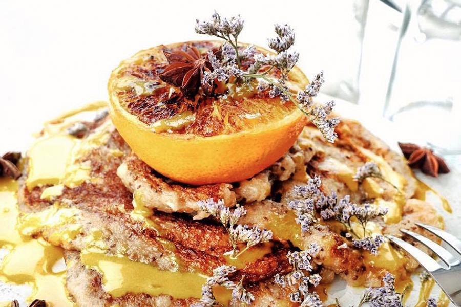 Orange Tahini Pancakes