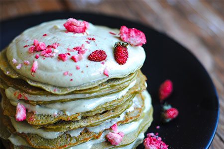 Matcha protein crepe-ish cake with Matcha yoghurt