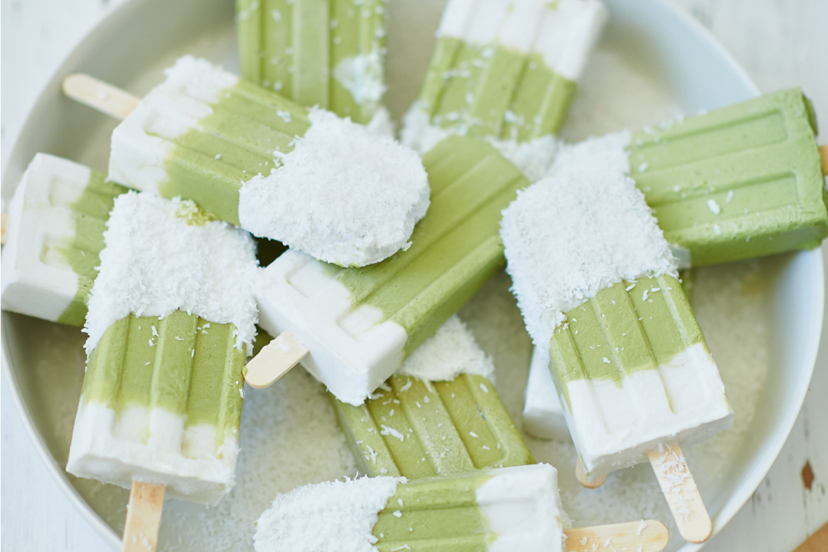 Matcha, Lime & Coconut Popsicles