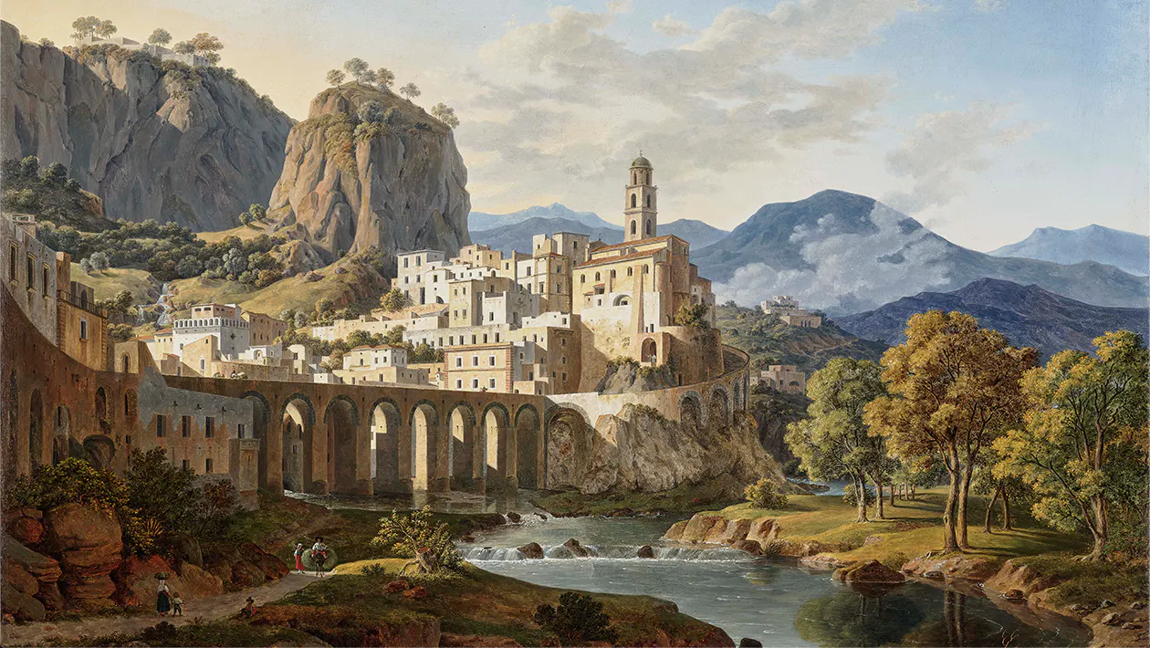 Leo von Klenze (1784 Schladen - 1864 München), Ansicht von Atrani bei Amalfi, Öl/Lwd., monogrammiert und datiert, 1834 | Foto: Neumeister (Detail)