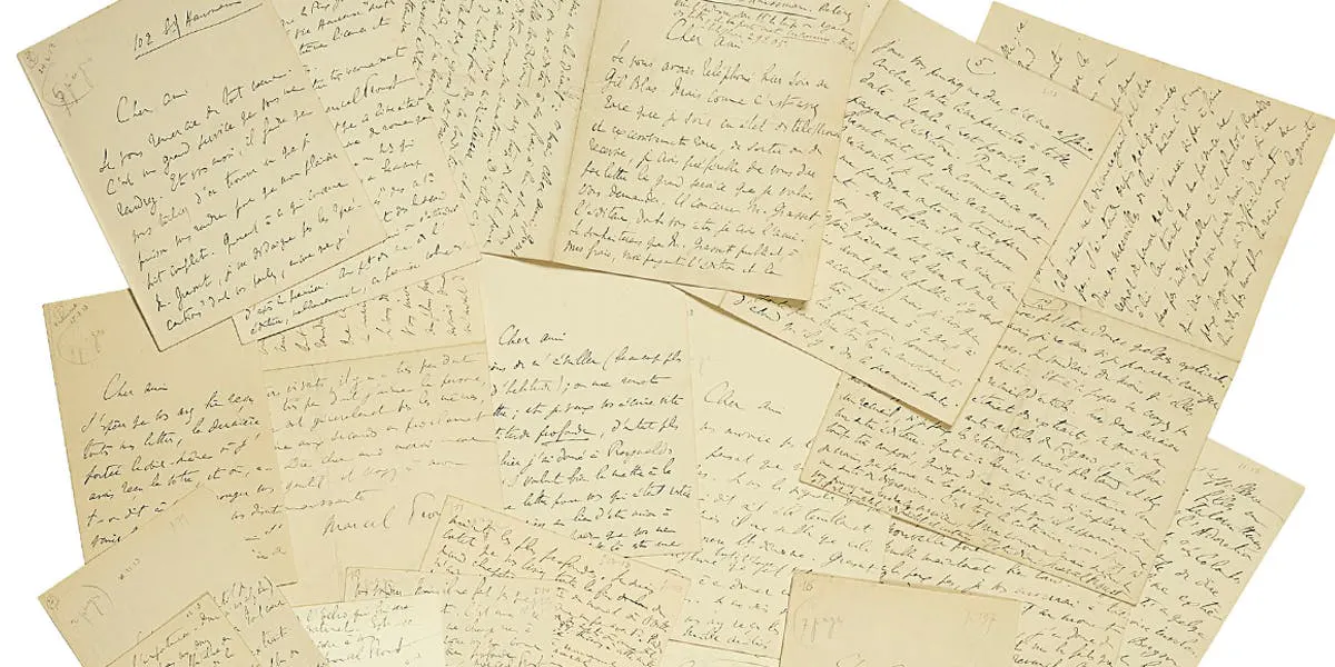 Marcel Proust, 16 autograph letters dedicated to René Blum about the publication of ‘In Search of Lost Time’, February 1913 to September 1916. Photo: © Christie's