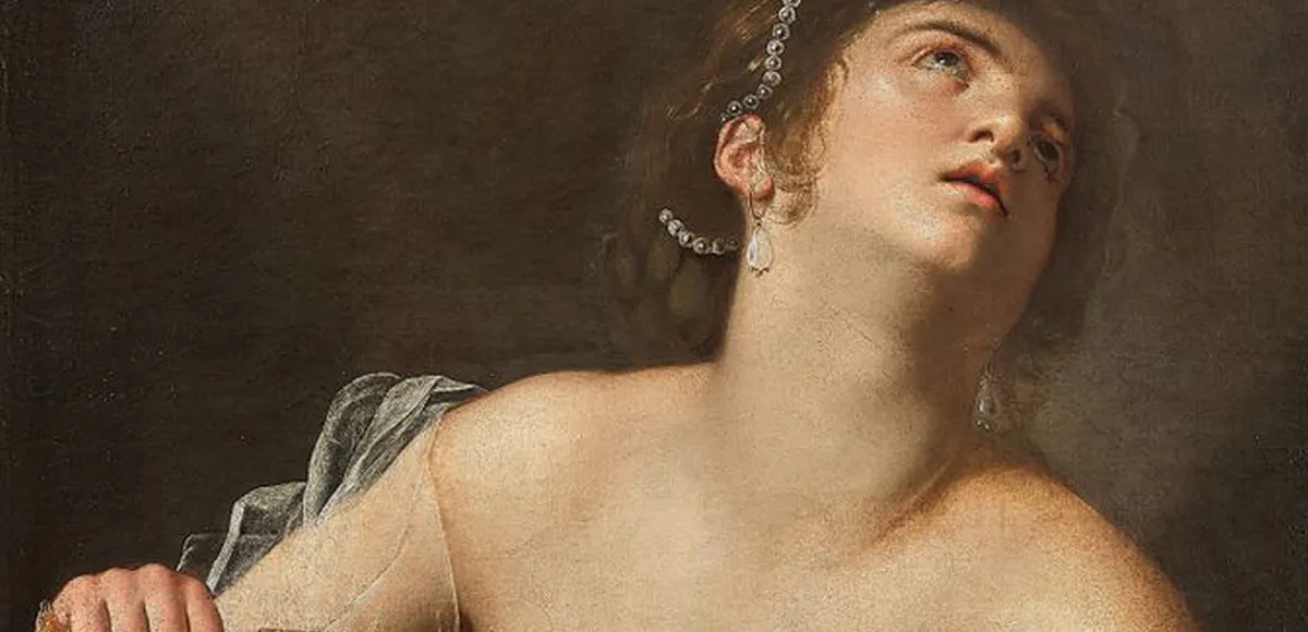 Artemisia Gentileschi, Lucrèce (détail), huile sur toile, 95,5 x 75 cm, image © Artcurial