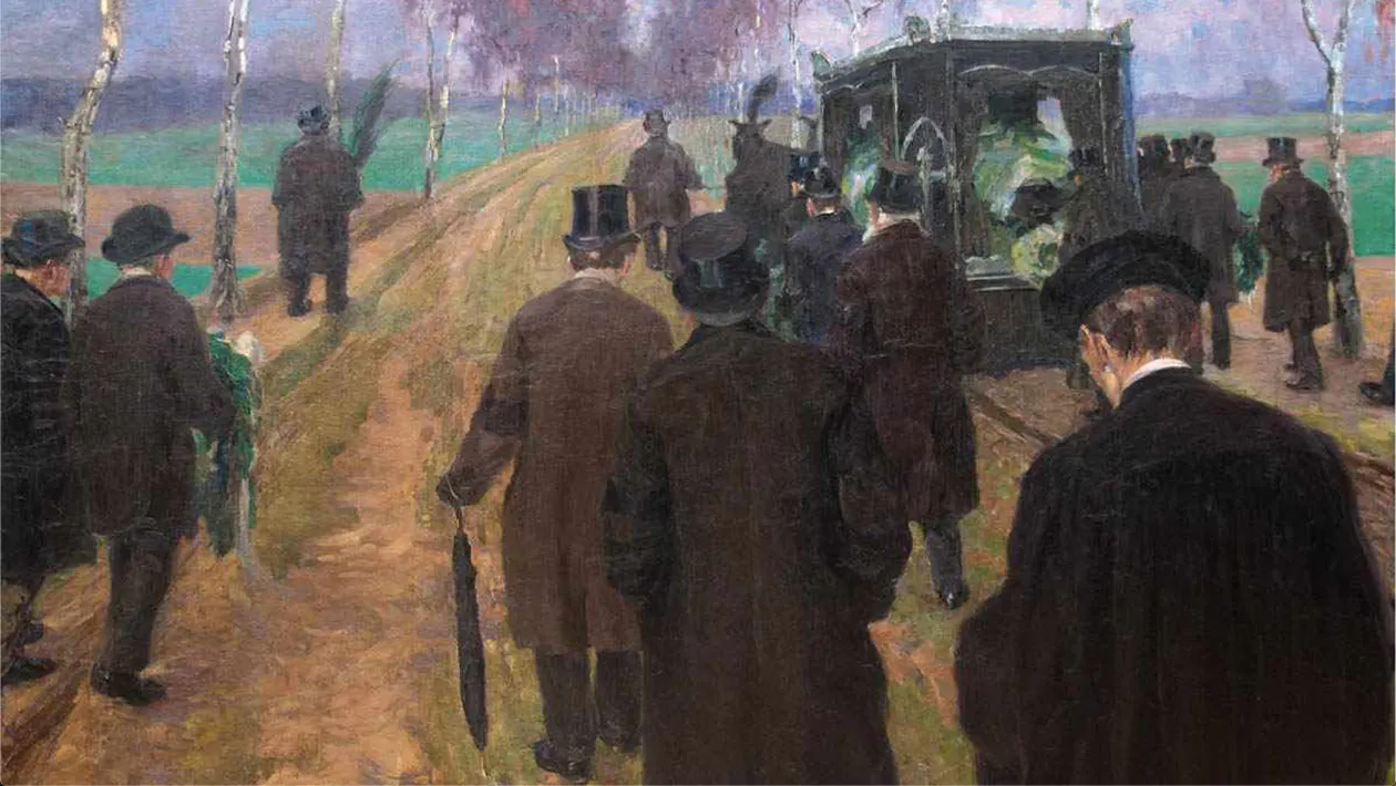 Meinhard Jacoby (1873 Wien - 1956 Paraiba do Sul), Der Heimgang, Öl/Lwd., monogrammiert | Foto: AH Satow (Detail)