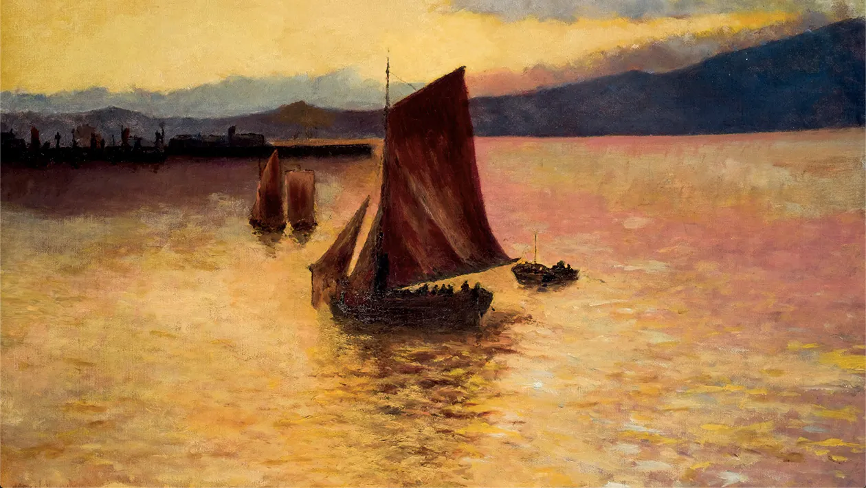 Spanische Schule des 19./20. Jhs., Barcos en el puerto, Öl/Lwd., signiert (Fernando Álvarez), mit Widmung | Foto: Durán Arte y Subastas (Detail)