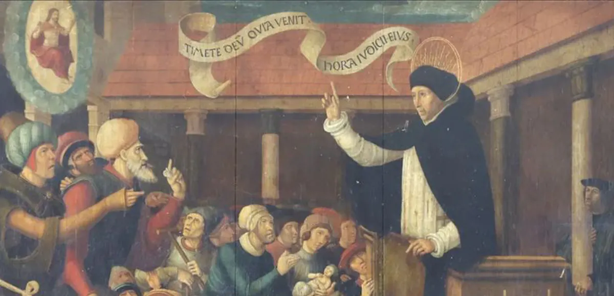 Nicolas Cordonnier, "Maître de la Légende de la Santa Casa", La Prédication de saint Vincent Ferrier, omkring 1515-1520, bild © DR via France Bleu