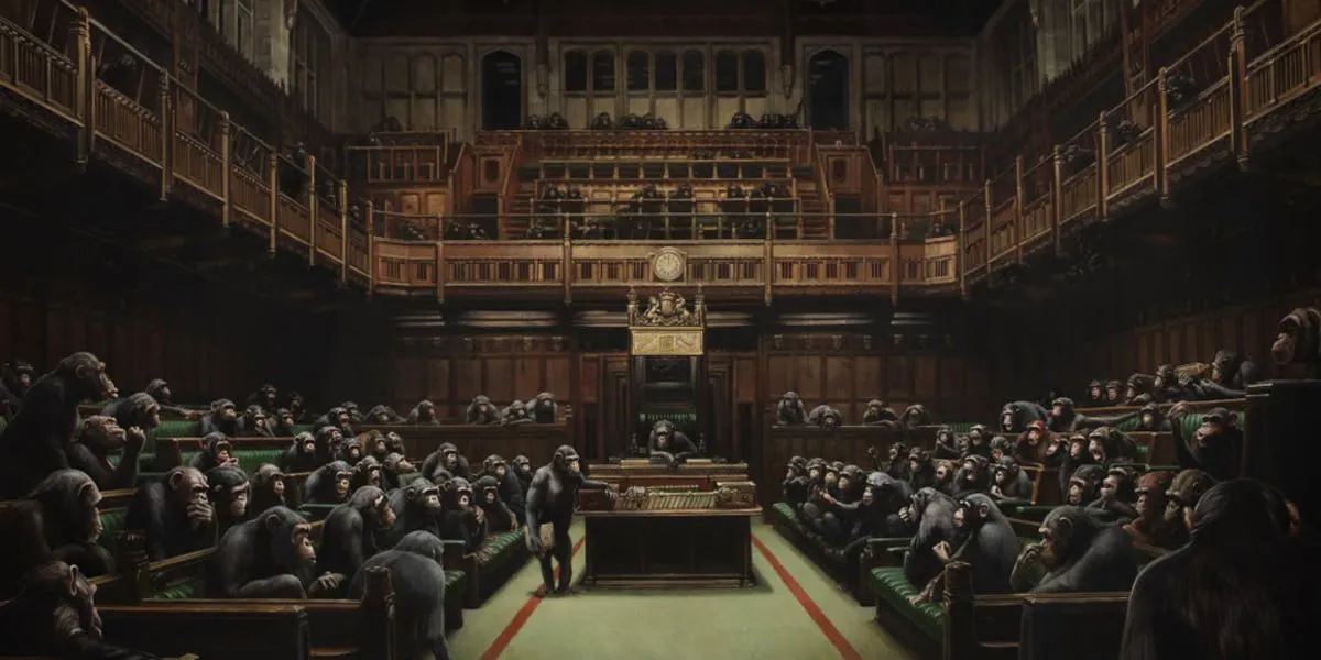 BANKSY. Devolved Parliament. Imagen vía: Sotheby's