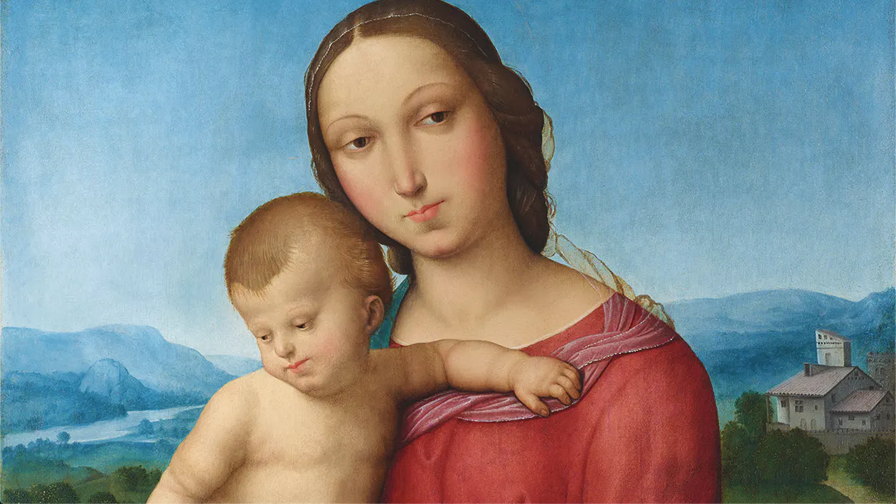Raffaelo Sanzio, gen. Raffael (1483 Urbino - 1520 Rom) Umkreis, Madonna mit Kind, Öl/Holz | Foto: Dorotheum (Detail)