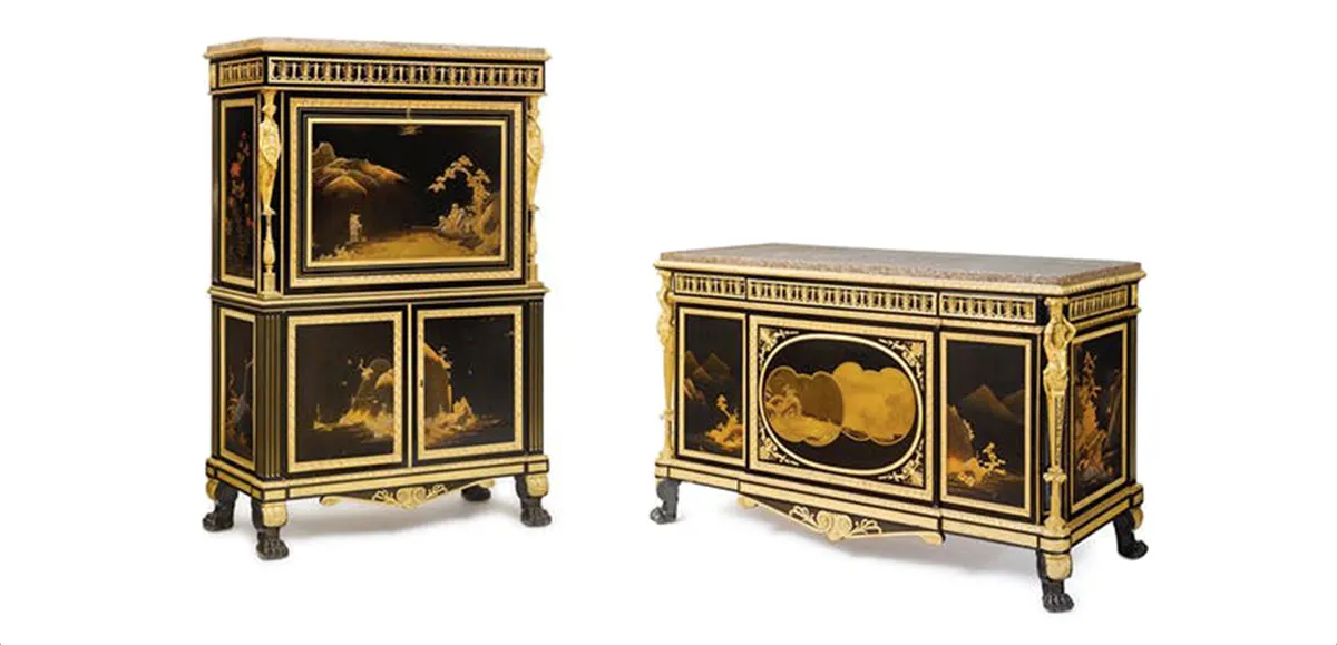 A. Weisweiler/P. P. Thomire (attr.), Lackkommode und -sekretär, spätes 18. Jh. Foto © Sotheby's