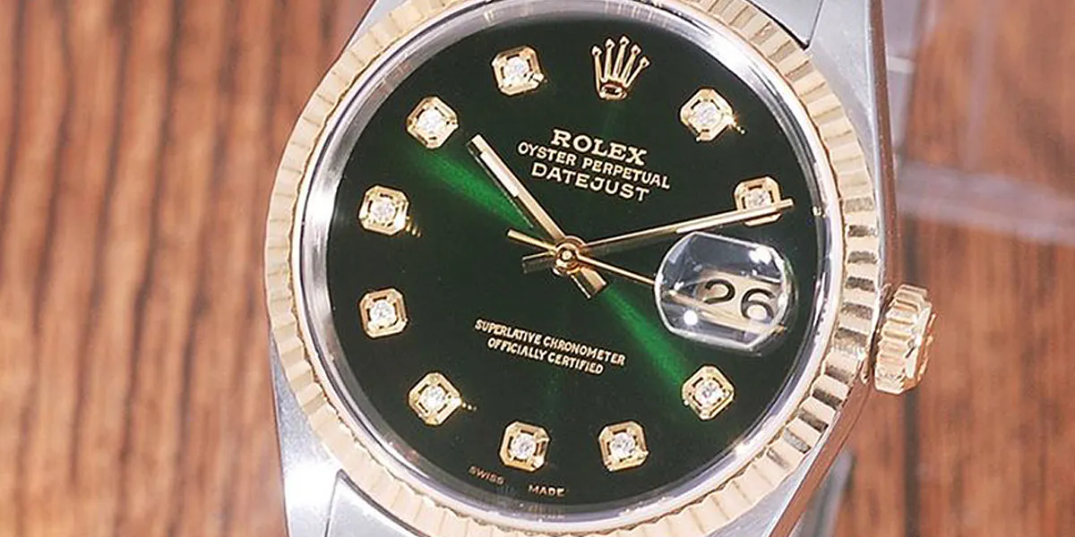 Rolex, Oyster Perpetual Datejust (Ref. 16233) avec diamants. Photo © Catawiki (détail)
