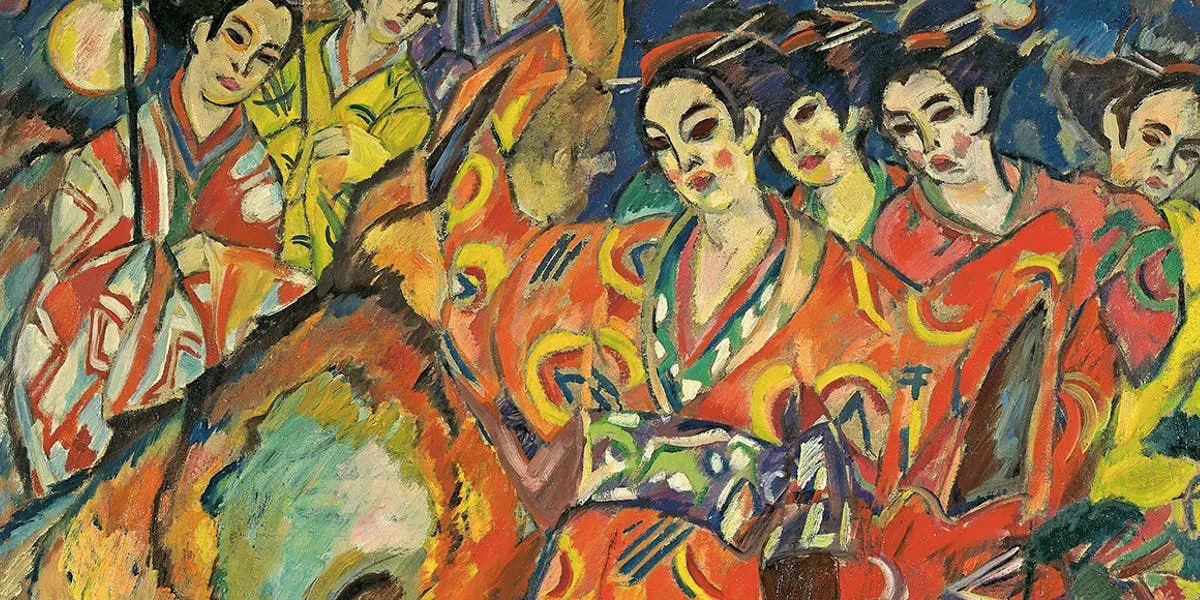 Georg Tappert, Geisha-Revue, huile sur toile, signée, 1911-1913, image © Grisebach (détail)
