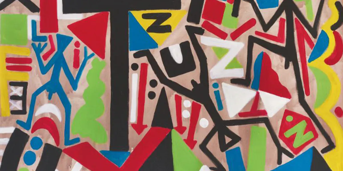 A.R. Penck (1939-2017), Playing and Building, 2002, signed, acrylic/canvas, 140 x 179 cm. Image © Grisebach (detail)