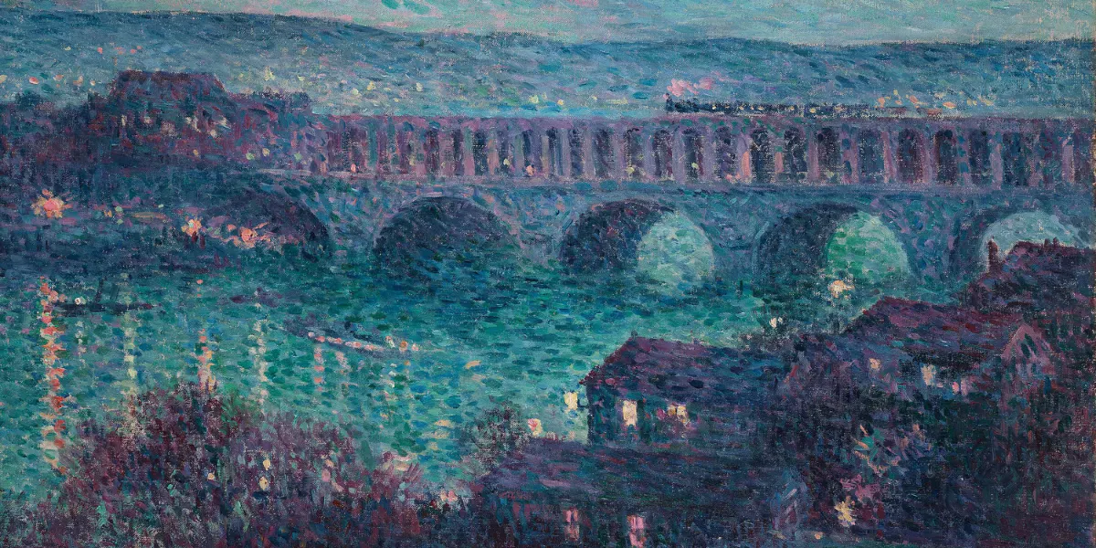 Maximilien Luce (1858-1941), "Le viaduc d'Auteuil (Le Pont)", signiert "Luce" und datiert -90(?), 49,5 x 65,5 cm. Foto © Bukowskis (Detail)