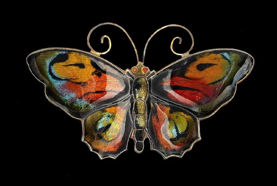 David Andersen enamel butterfly brooch, sterling silver. Photo © New Orleans Auction Galleries
