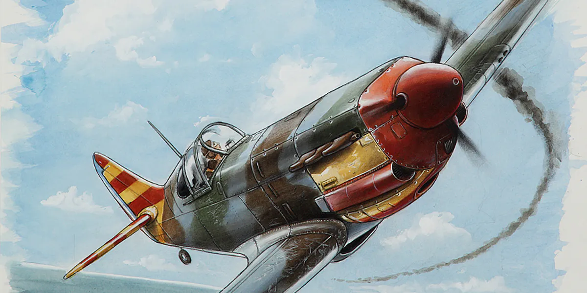 Stéphan Agosto et Wallace, planche ayant servi à la bande dessinée FAFL, couverture du Tome 3 « Gibraltar » signée et datée 2012, aquarelle, crayon et gouache sur papier blanc, image © Tajan