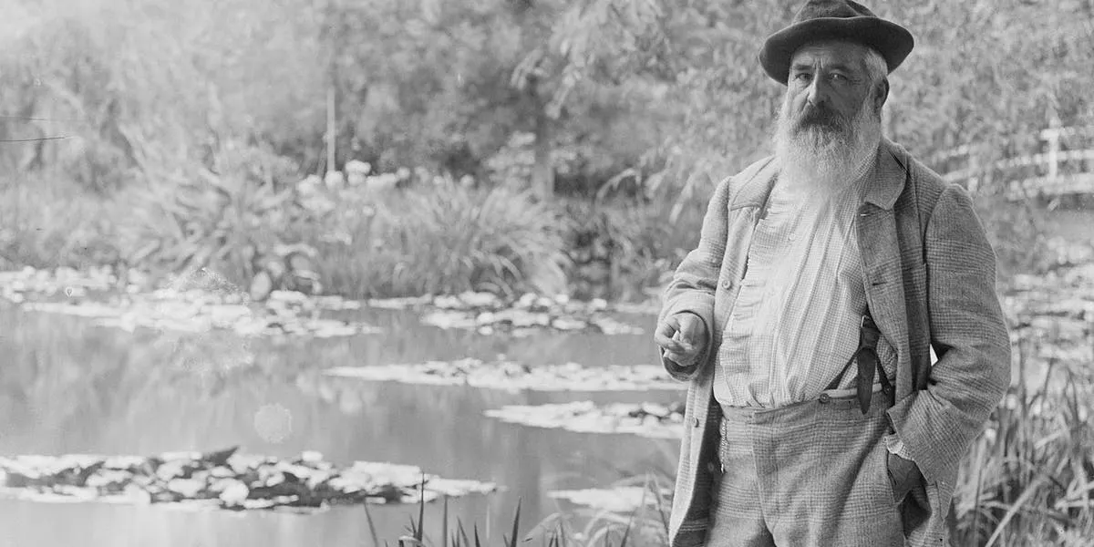 Claude Monet dans son célèbre jardin à Giverny, vers 1905, image CCØ