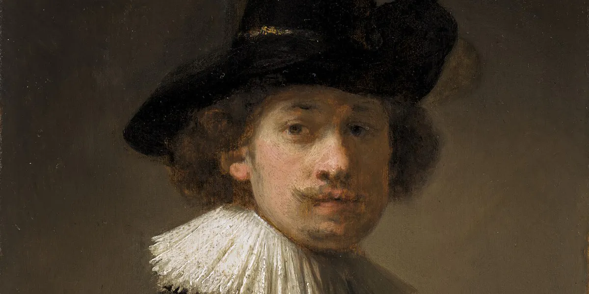Rembrandt Van Rijn’s ‘Self-portrait, wearing a ruff and black hat’ [detail], 1632, is estimated at £12-16m at Sotheby's. Photo © Sotheby’s 