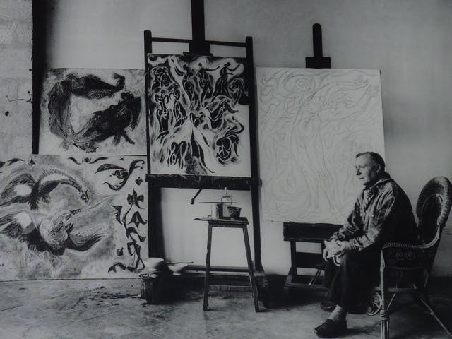Retrato de André Masson en su estudio. Imagen vía: Barnebys.uk