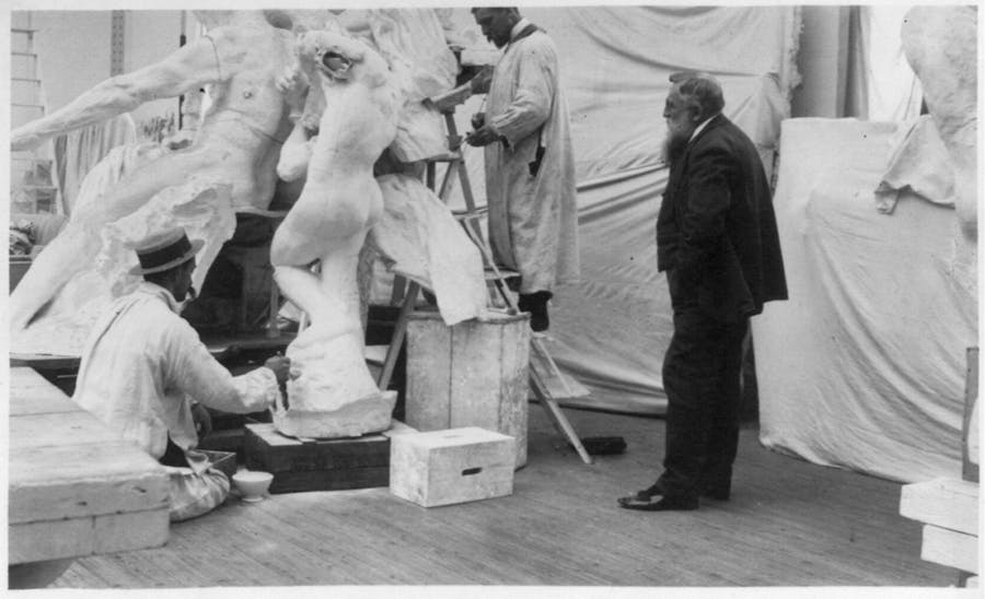 Rodin in his Paris studio, 1905. Photo by Frances Benjamin, 1864-1952. Public domain image via Wikimedia Commons