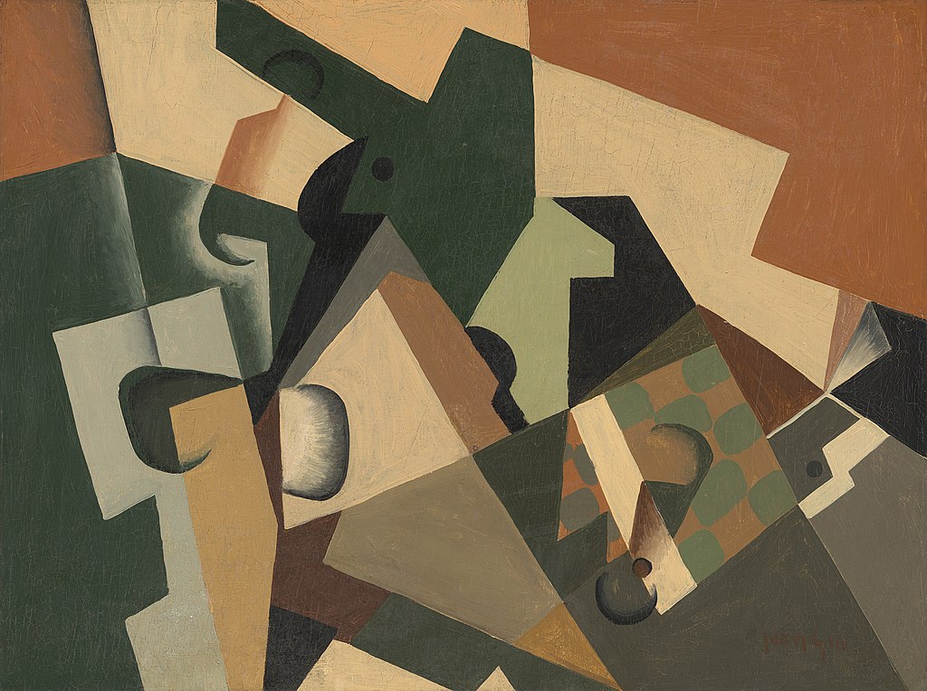 Juan Gris (1887-1927), Bicchiere e Scacchiera, 1917. Foto via Wikimedia. 