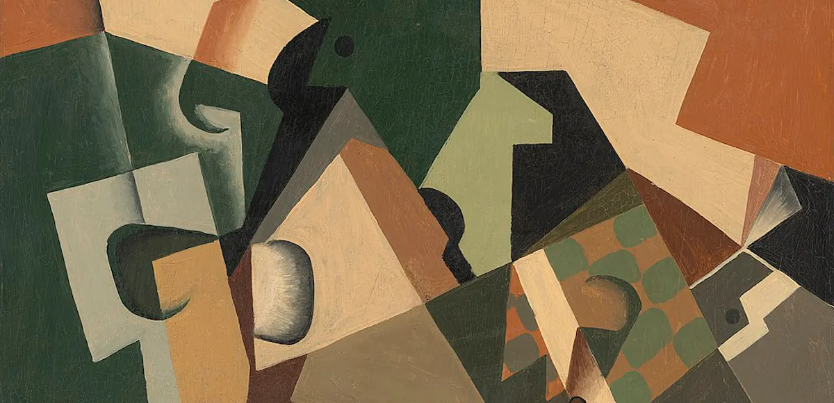 Juan Gris (1887-1927), Bicchiere e Scacchiera, 1917. Foto via Wikimedia.