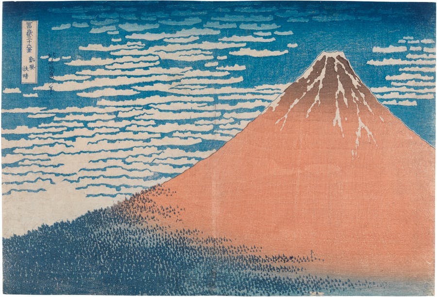 Katsushika Hokusai, Red Fuji, from the Thirty-six Views of Mount Fuji series, late 1831, woodblock print. Photo © Christie's