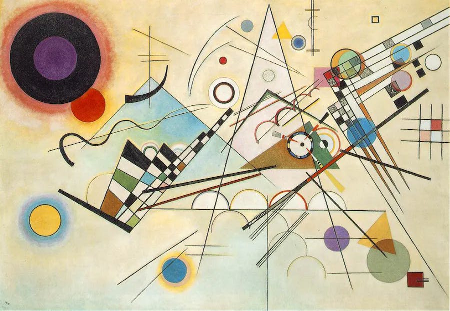 Wassily Kandinsky (1866-1944), Composition VIII, 1923, oil on canvas, 140 x 201 cm, Solomon R. Guggenheim Museum, New York. Public domain image
