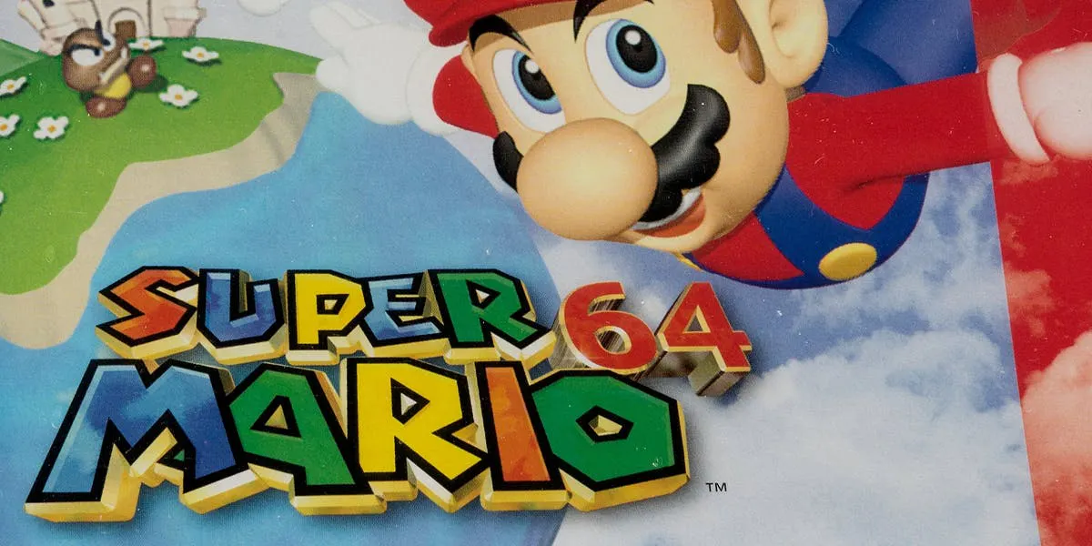 Super Mario 64 game cartridge - Wata 9.8 A ++ Sealed, N64 Nintendo 1996 USA. Photo © Heritage Auctions (detail)