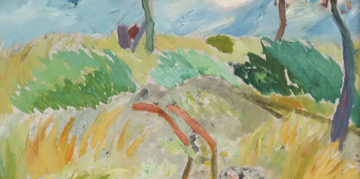 Felix Hatz, ‘Vegetation i blåst’, Halmstad, signerad, 46 x 55 cm (detalj). Foto: Hallands Auktionsverk