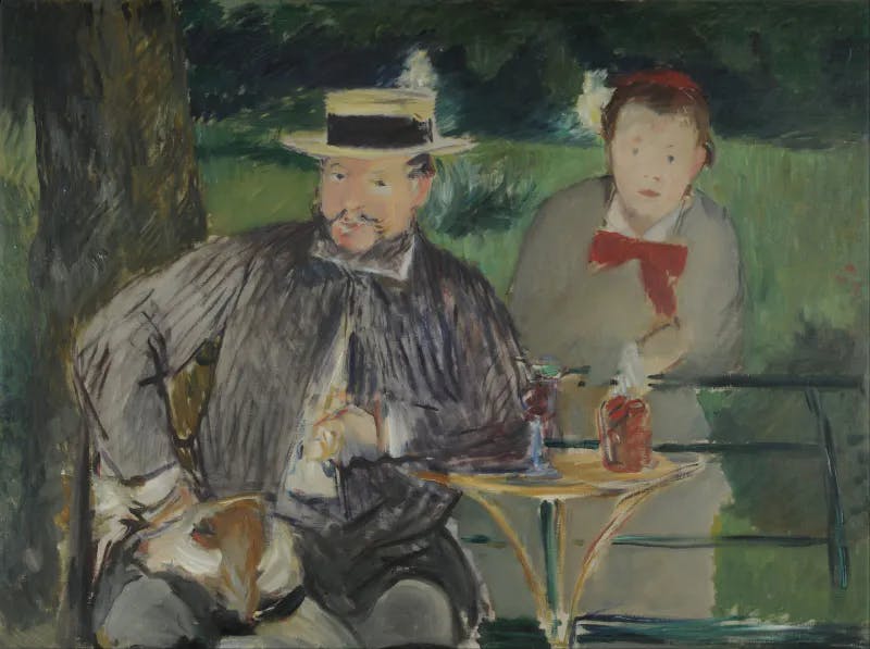 Édouard Manet (1832-1883), Portrait d'Ernest Hoschedé et de sa fille Marthe, huile sur toile. Photo domaine public