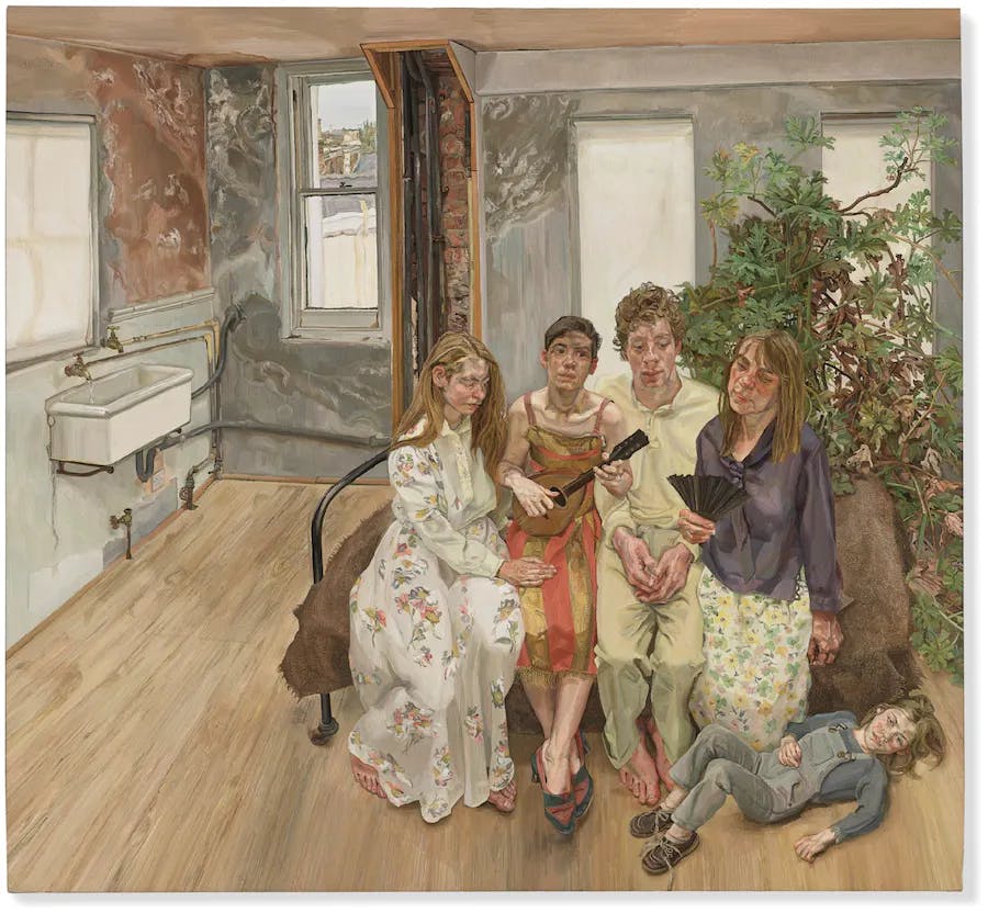 Lucian Freud (1922-2011), Large Interior, W11 (après Watteau), 1981-83, huile sur toile, 188,4 x 198,1 cm. Image © Christie's