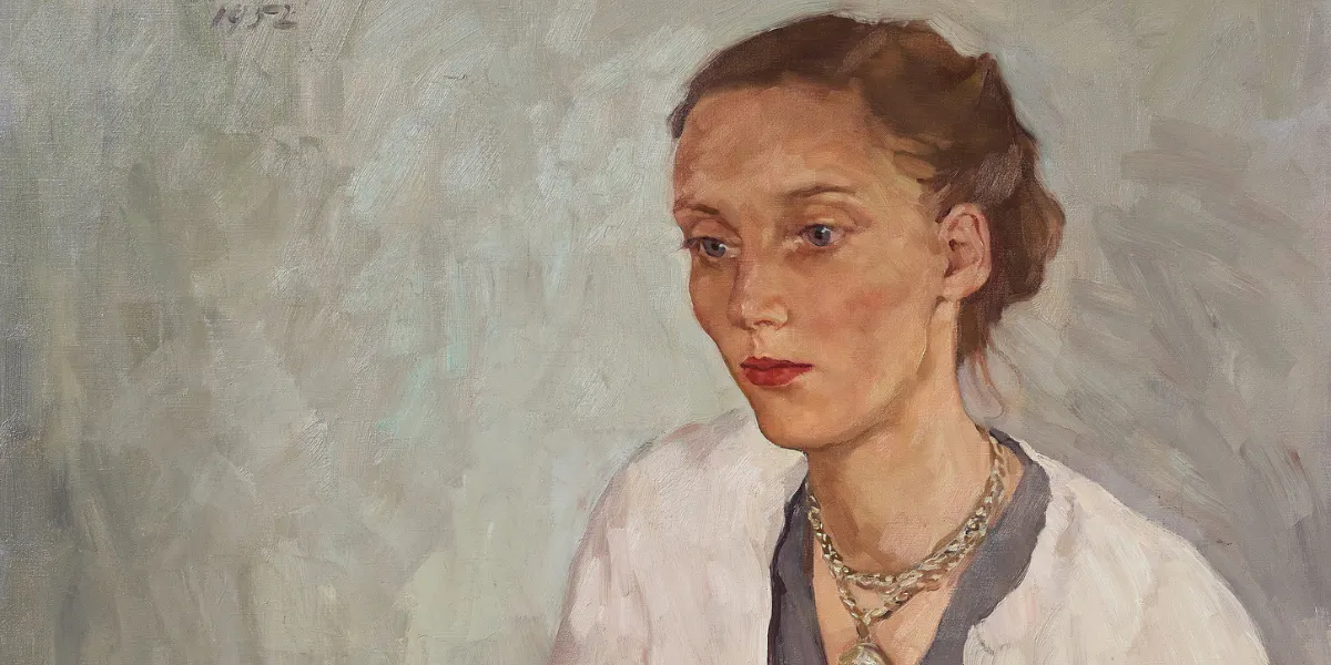 Lotte Laserstein (1898-1993), porträtt av Else Becker, 1952. Foto © Bukowskis (detalj)