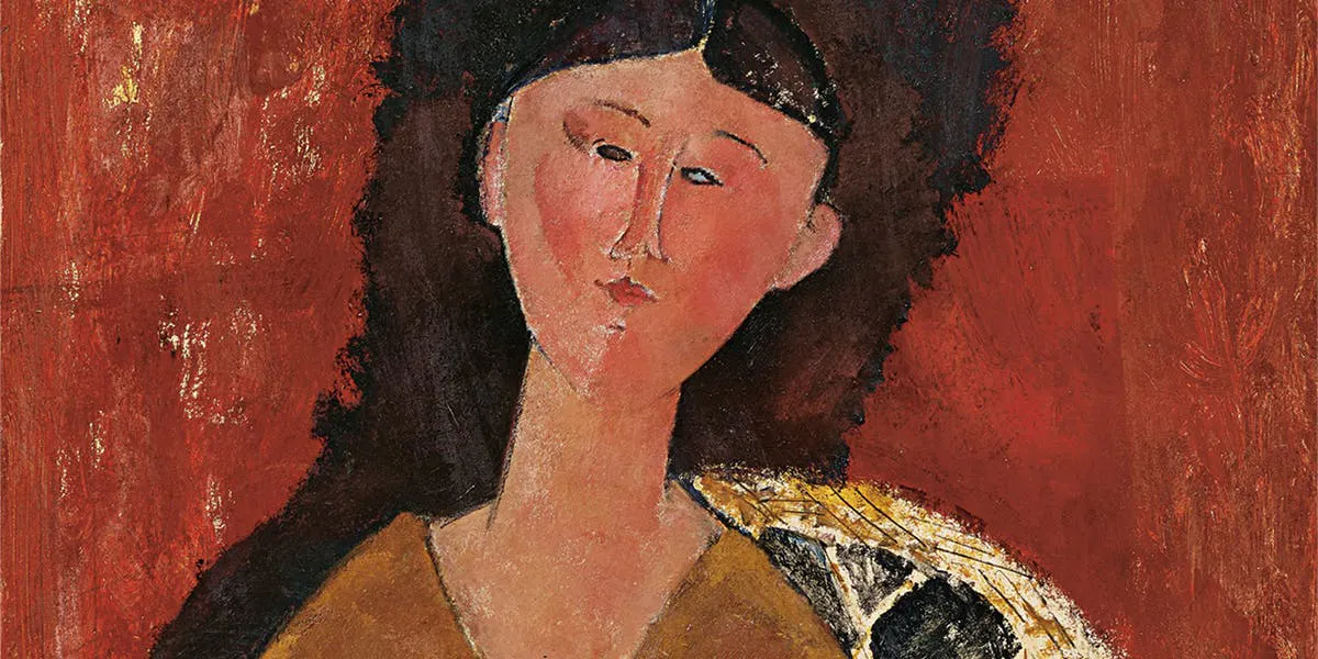 AMEDEO MODIGLIANI. Beatrice Hastings assise (detalle). Óleo sobre cartón. Firmado (1915). Imagen vía: © Christie's