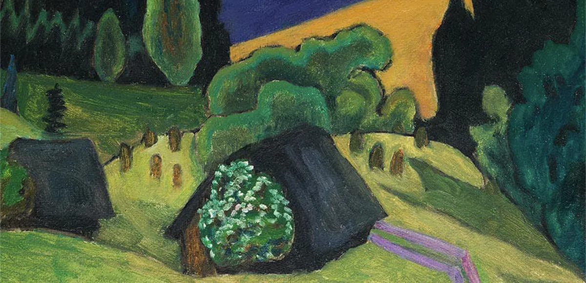 Gabriele Münter (1877 Berlin – 1962 Murnau am Staffelsee), See am Abend, Öl/Karton, signiert und datiert, 1914 | Foto: © Hampel (Detail)