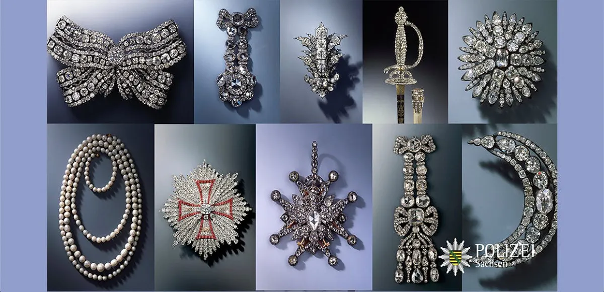 Joyas robadas en el Museo de Dresde. Imagen vía: Policía de Sajonia