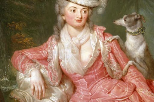 Anna Dorothea Therbusch (1721 Berlin 1782), 'Portraitgemälde der Wilhelmine Enke', 1776, olja på duk, 142 x 103 cm, Marmorpalais, Potsdam. Foto public domain (detalj)