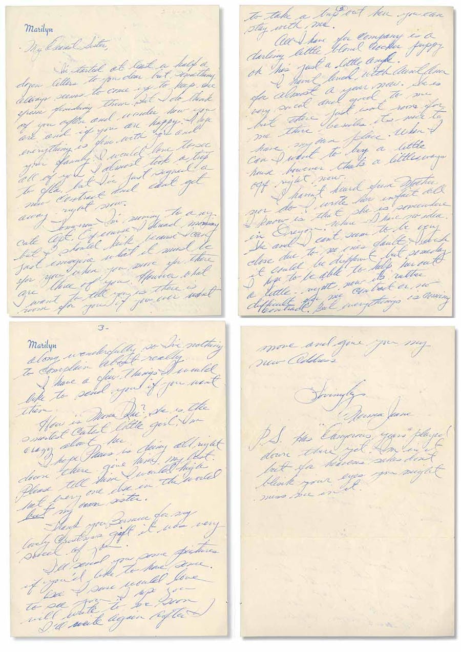 Significant Marilyn Monroe letter handwritten to Joe DiMaggio as